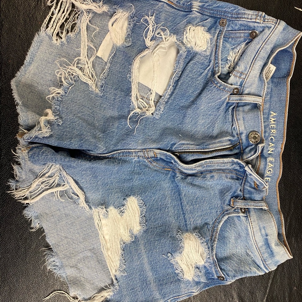 American Eagle Outfitters Light Blue Distressed Jean Shorts